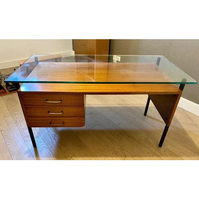 Wood Modernist Desk in Mahogany, 1950s For Sale - Image 7 of 13