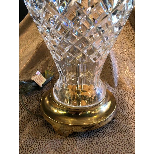 Vintage Waterford Clear Cut Glass Lismore Ginger Jar Table Lamp With