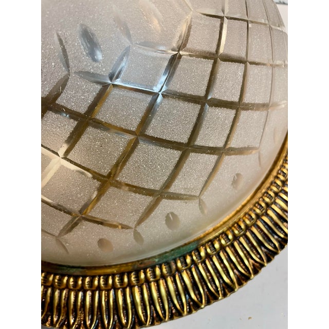 Gilt Bronze & Cut Glass Flush Mount Chandelier For Sale - Image 11 of 12