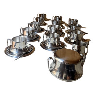 Mid-Century Modern Italian Stella 18/10 Espresso Service in Stainless Steel, 1970, Set of 26 For Sale