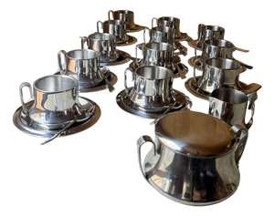 Mid-Century Modern Italian Stella 18/10 Espresso Service in Stainless Steel, 1970, Set of 26