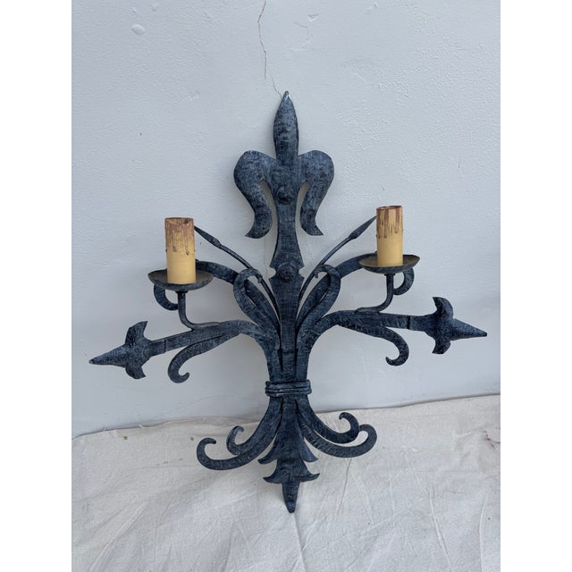 1980s Black French Metal Sconces - Set of 6 For Sale - Image 9 of 12