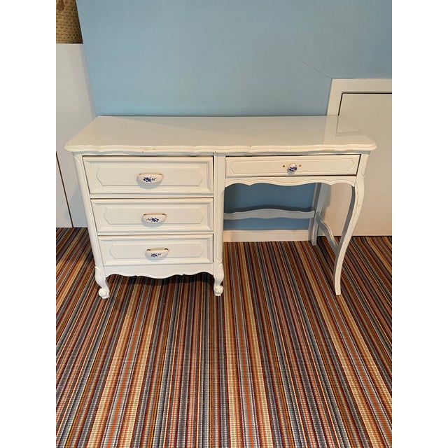 Vintage French Country Cottage Style White Writing Desk For Sale - Image 6 of 6