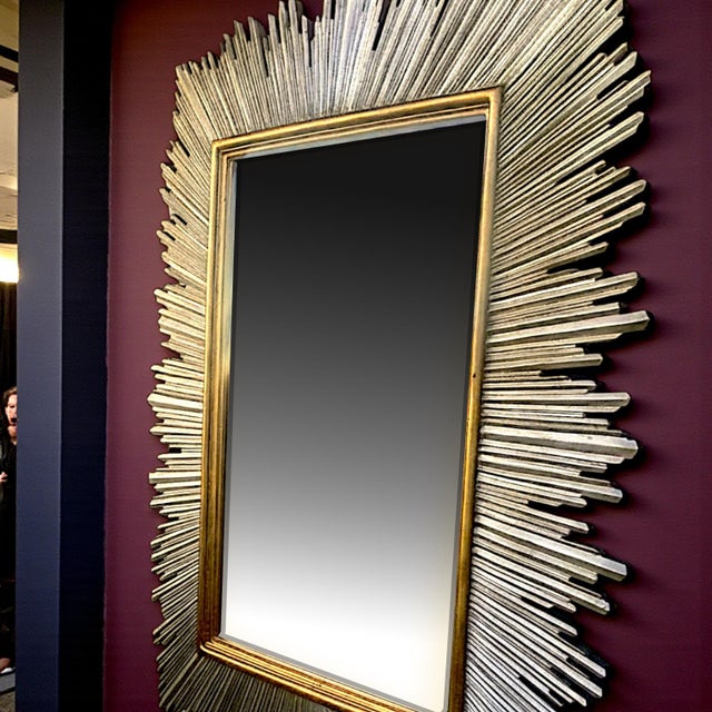 1980s Monumental Maitland-Smith Art Deco–Inspired Gilt Sunburst Mirror 88" X 69" For Sale In Palm Springs - Image 6 of 16