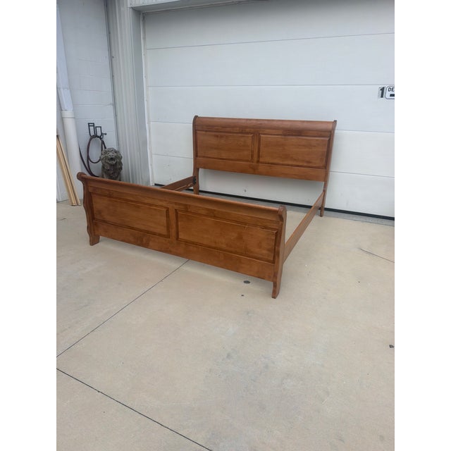 Traditional Bench-Made King Sleigh Bed Maple For Sale - Image 3 of 12