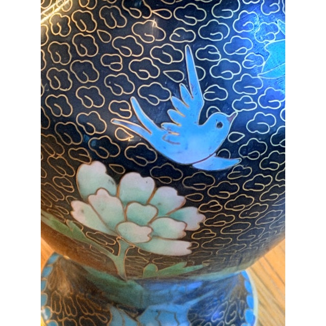 Black Vintage Chinese Cloisonné Vase For Sale - Image 8 of 10