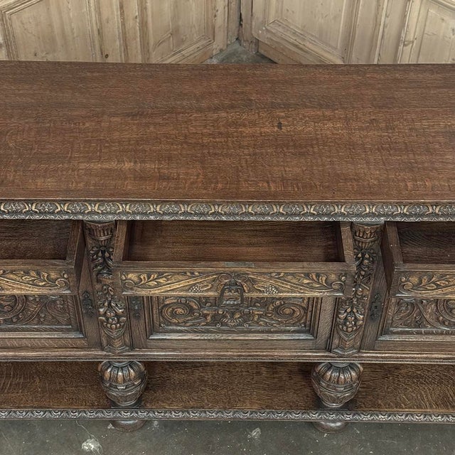 Antique French Renaissance Raised Buffet in Carved Oak For Sale - Image 17 of 18