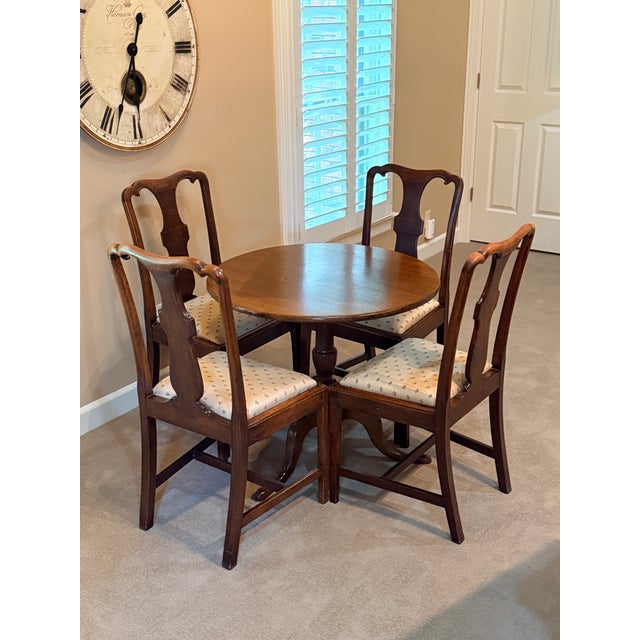 Traditional Antique Game Table With 4 Chairs For Sale - Image 3 of 13