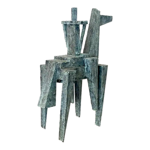 Bill Low Modernist Cubist Sculpture by Bill Low With Weathered Bronze Finish 1960s