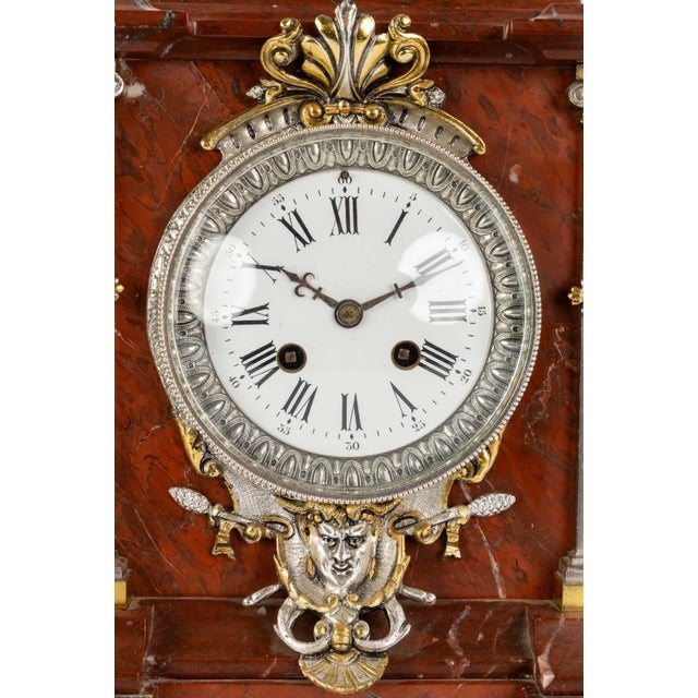 H & F Paris Circa 1900 Belle Époque Wolf Heads Garniture, Rouge Royal Marble For Sale - Image 4 of 9