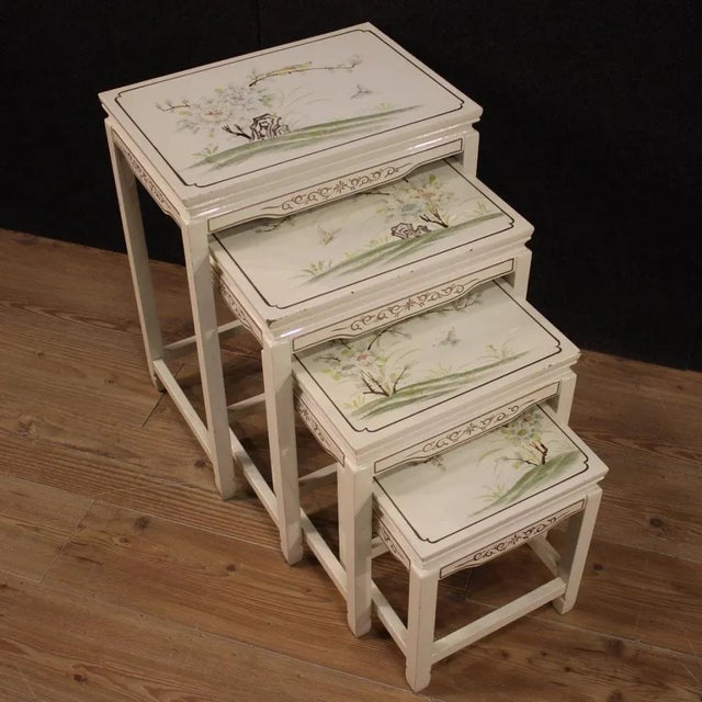 French Lacquered and Painted Coffee Tables, 1961, Set of 4 For Sale - Image 10 of 13