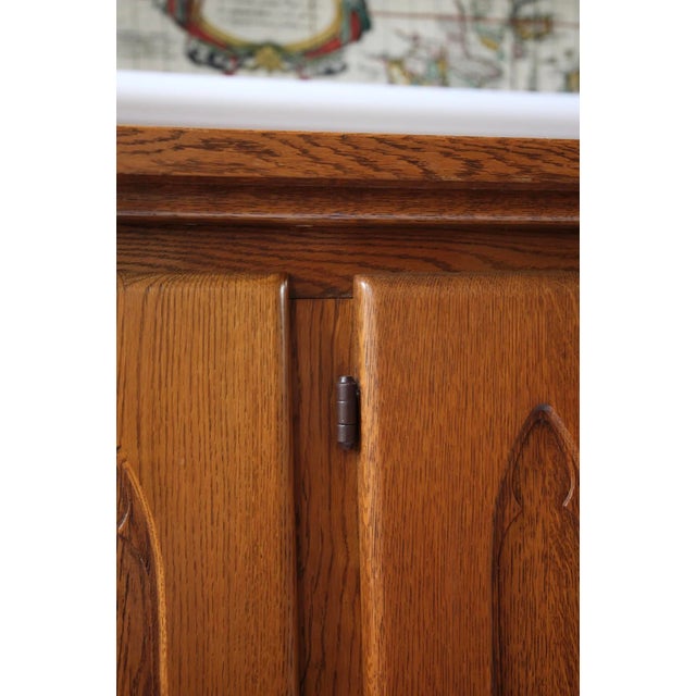 Belgian Gothic Style Carved Oak Cabinet, 1960s For Sale - Image 9 of 14