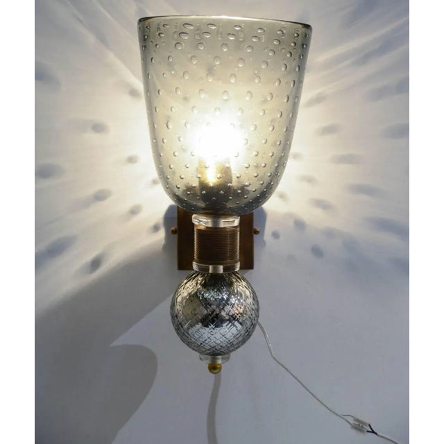 Metal Vintage Murano & Mercury Glass Sconces, Set of 2 For Sale - Image 7 of 8