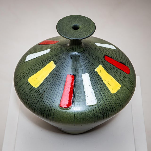 Green Green Ceramic Vase by San Polo, Venice, Italy, 1960s For Sale - Image 8 of 9