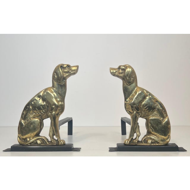 Pair of chiseled bronze andirons representing dogs For Sale - Image 11 of 12