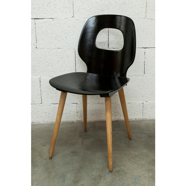 Eye Chair in Black Molded Plywood and Wood from Baumann, 1960s For Sale - Image 3 of 12