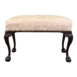 Antique Chippendale Style Carved Ball & Claw Bench For Sale