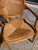 Wood Faux Bois Arm Dining Chairs With Cain Backs and Rush Seats- A Pair For Sale - Image 7 of 9
