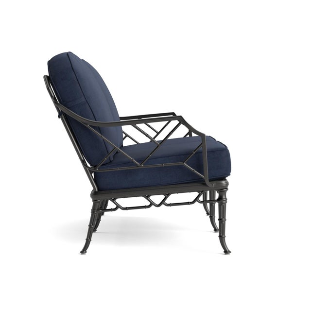 Contemporary Brown Jordan Calcutta Loveseat, Textured Pewter frame with Fusion Neptune fabric For Sale - Image 3 of 11