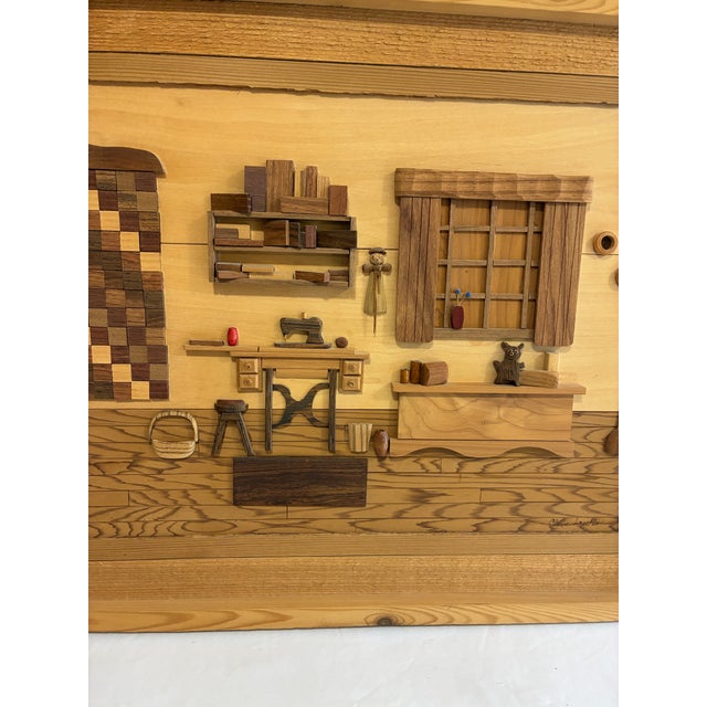 Signed Wood Marquetry Diorama"Grandma's Passion" by Cleve Lewis, 1994 For Sale In Oklahoma City - Image 6 of 18