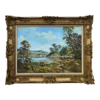 Vintage Original Post-War Oil Painting of Mulroy Bay Donegal Ireland by Irish Artist, 1980 Circa For Sale