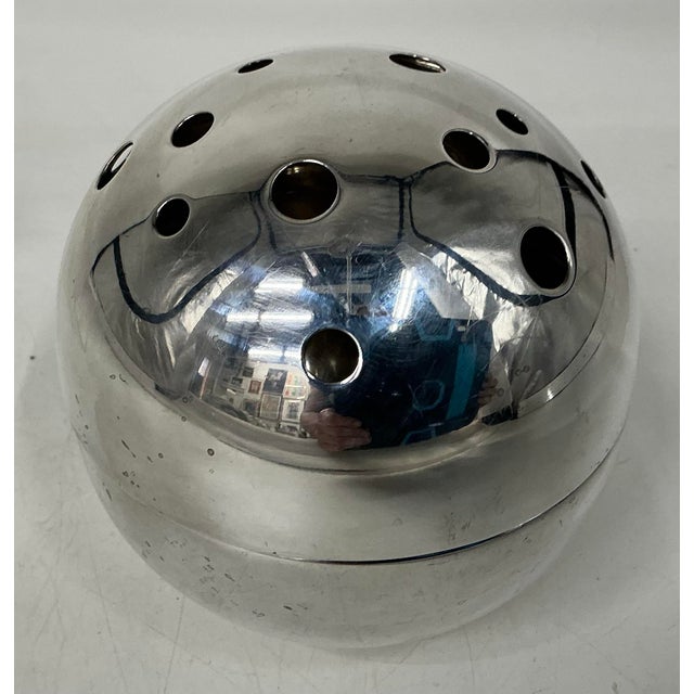 Rare 1950s “Mars” flower holder designed by Gil Ponti amd manufactured by Christofle, France. Spherical shape, polished...