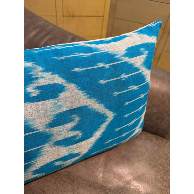 1990s 1990s Handmade Silk Ikat Lumbar Cushion Cover For Sale - Image 5 of 9