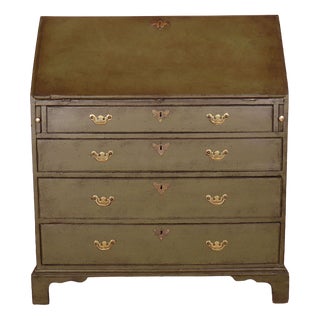 English Painted Secretaire in Oak For Sale