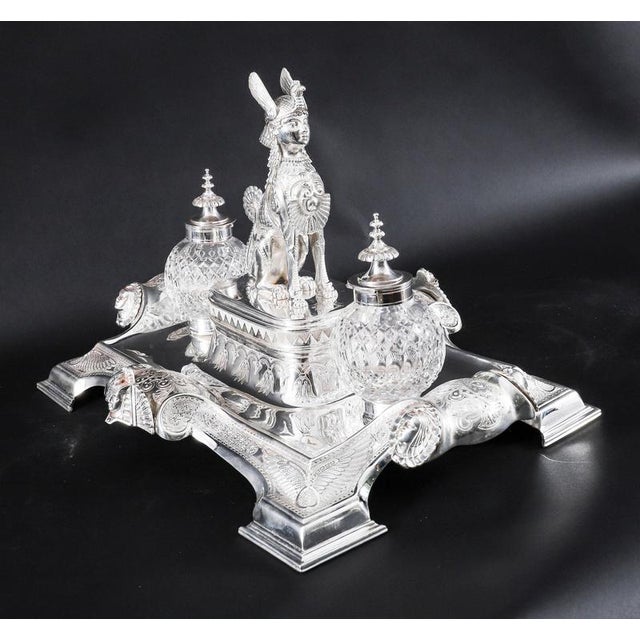 Antique Victorian Egyptian Revival Inkstand, 1890s For Sale - Image 12 of 18