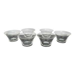 Early 20th Century Steuben 7737 Pattern Clear Glass Finger Snack Bowl Set of 6 Original Case & Bags