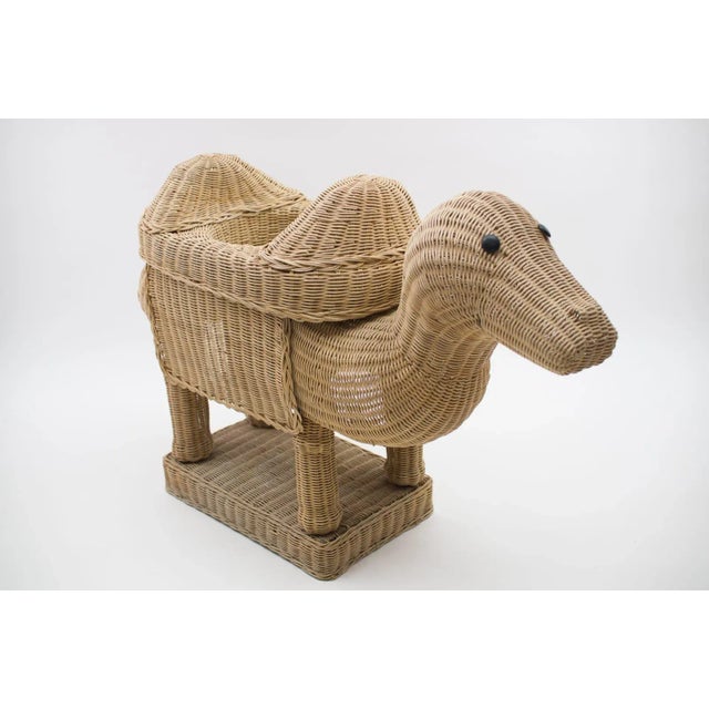 Beige Vintage Italian Handmade Rattan Camel Planter, 1960s For Sale - Image 8 of 18