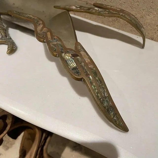 Metal 1970s Handwrought Parrot Dish Metal Stone Style Los Castillo Mexico For Sale - Image 7 of 12