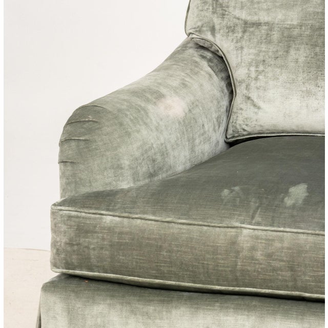 Baker Furniture Company Baker Gray Velvet Upholstered Chairs and Ottoman For Sale - Image 4 of 12