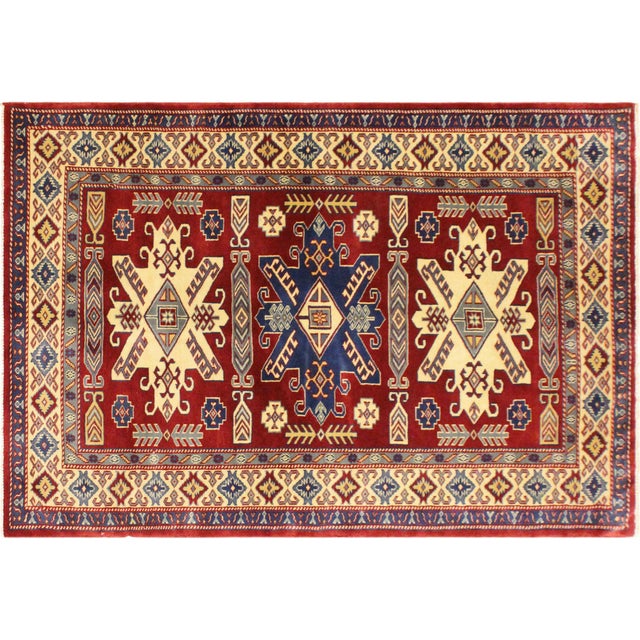Beige Shabby Chic Tribal Shirwan Red/Beige Wool Rug - 3'7''x5'8'' For Sale - Image 8 of 10