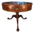 Mid-Century Weiman Heirloom Model 5040 Mahogany Gilt-Tooled Leather Drum Table For Sale