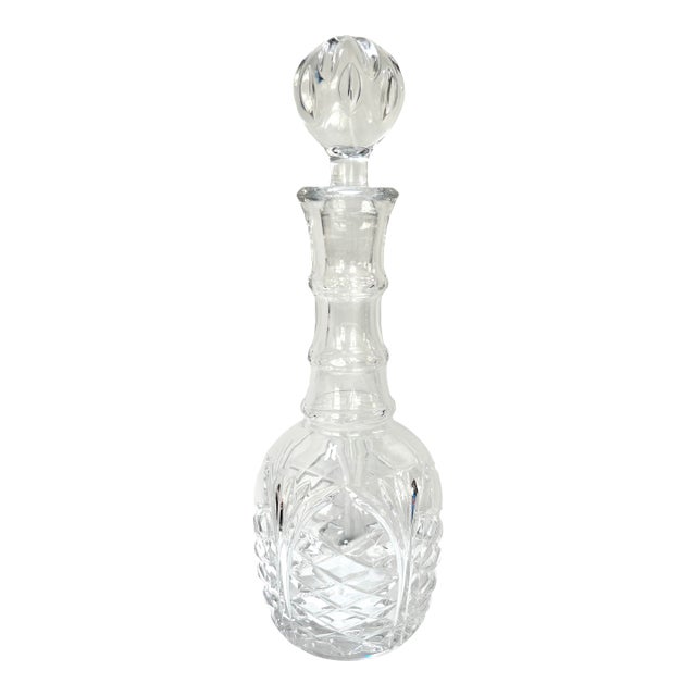 Vintage Cut Crystal Decanter With Stopper – Elegant Barware for Whiskey or Bourbon For Sale