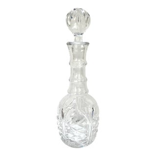 Vintage Cut Crystal Liquor Decanter With Stopper – Elegant Barware For Sale
