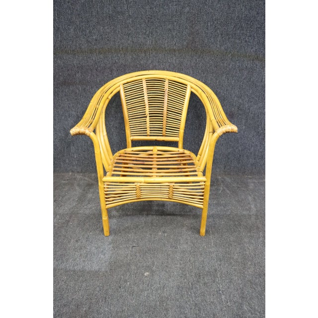 Tan Mid Century Bamboo Style Arm Chair For Sale - Image 8 of 8