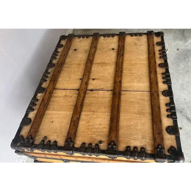 19thc steamer trunk from a train or storage building. This is the size of a coffee table. A piece of glass may be placed...