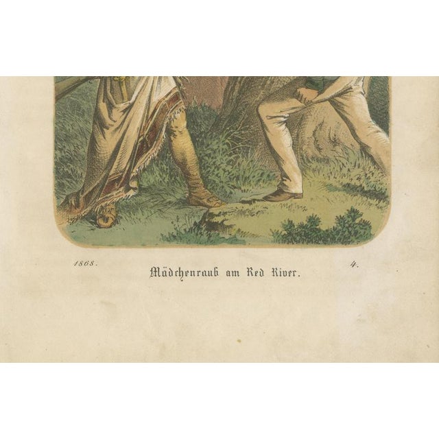 Paper German School, Kidnapping at the Red River Frontier Scene, 1868, Lithograph For Sale - Image 7 of 9