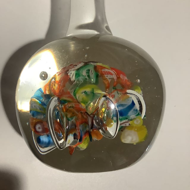Mid 20th Century Vintage Ardalt Lenwile Hand-Blown Glass Art Paper Weight Vase Blue Japan For Sale In New York - Image 6 of 9