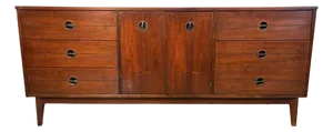 Mid 20th Century Modern Nine Drawer Walnut Dresser