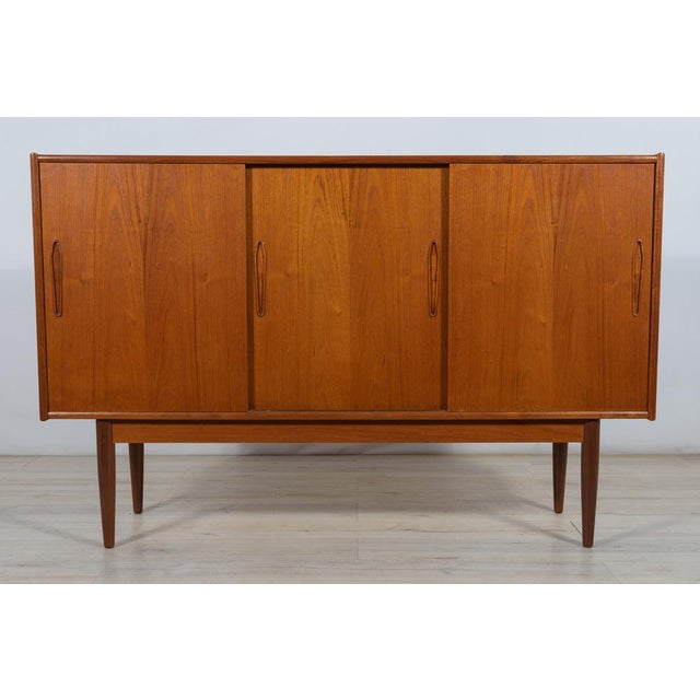 1960s Mid-Century Danish High Sideboard in Teak, 1960s For Sale - Image 5 of 17