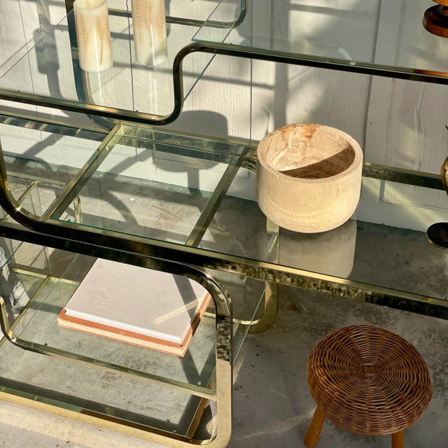 DIA - Design Institute America 1980s Milo Baughman Style Modular Brass Etagere, Attributed For Sale - Image 4 of 12