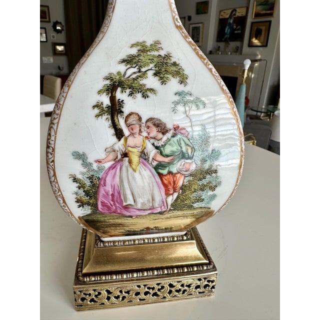 Pair 19th Century Helena Wolfsohn Dresden Porcelain Lamps For Sale - Image 11 of 16