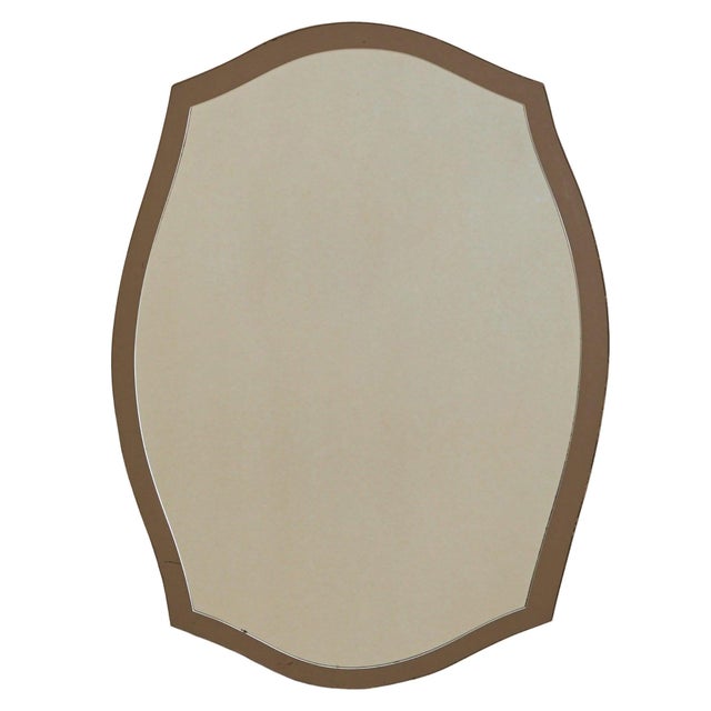 Italian Bronze-Tinted Wall Mirror Attributed to Cristal Arte, 1970s For Sale