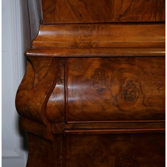 Wood Antique Dutch Louis XV Style Burr Walnut Bombay Linen Press Cabinet, 1750 For Sale - Image 7 of 18
