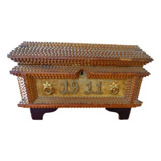 Folk Art Sewing Box, 1890s For Sale