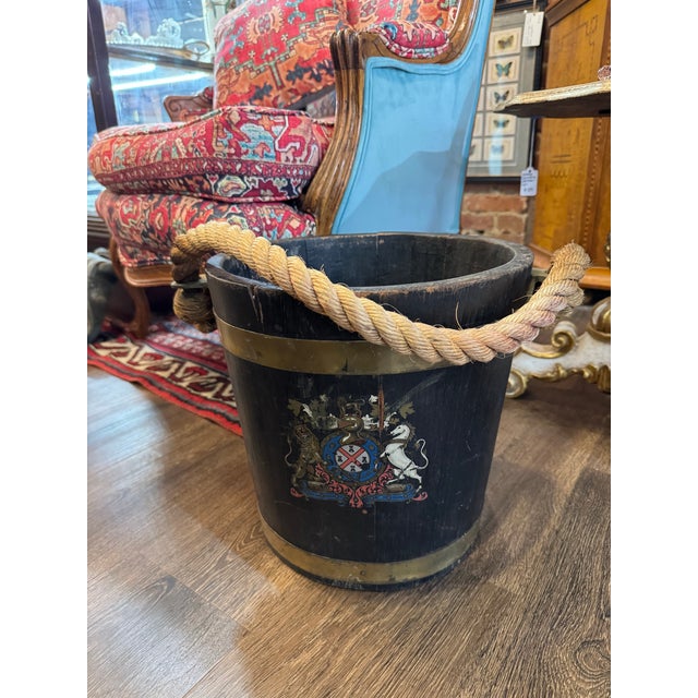 Handsome 19th century (c.1860) brass-bound oak Naval fire bucket. Would have likely had a metal liner inside- not included...