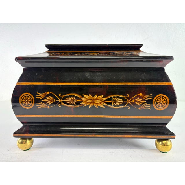 Handsome Hand Painted Faux Tortoise Shell Jewelry Box by Maitland Smith For Sale - Image 9 of 12